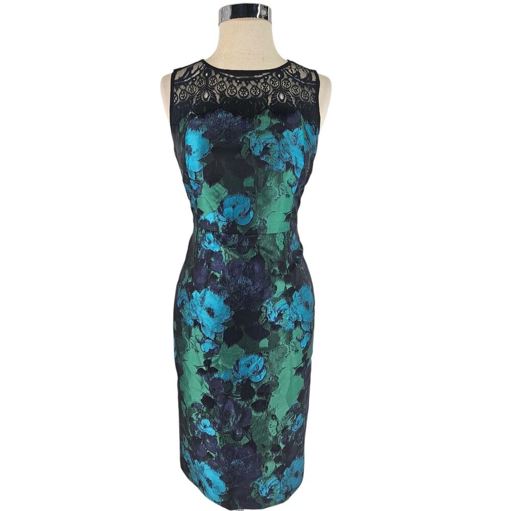 LEIFSDOTTIR Anthropologie Water Garden Brocade Lace Sheath Dress 8